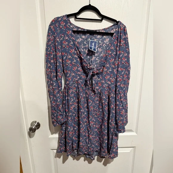 American Eagle Outfitters Blue Floral Midi Dress - Picture 1 of 4